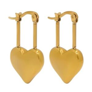 NWOT Gold Heart Hoop Earrings